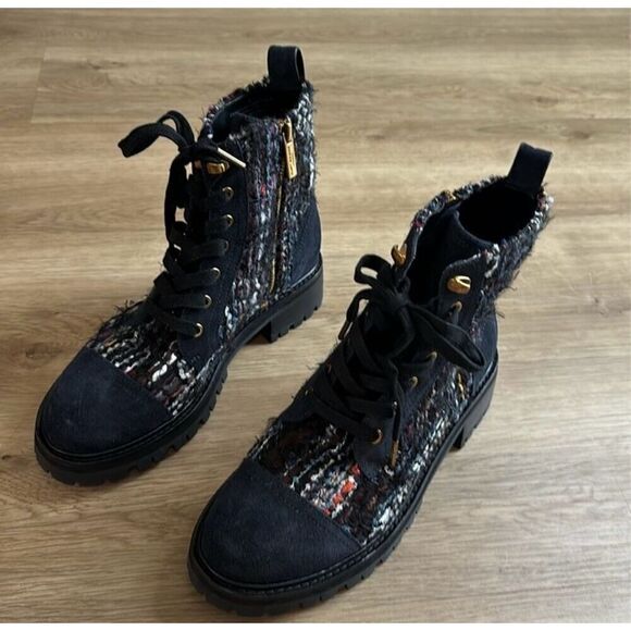 KURT GEIGER LONDON Women's Kensington Tweed Lace Up Combat Boots Sz 38/8 new no - Picture 5 of 7